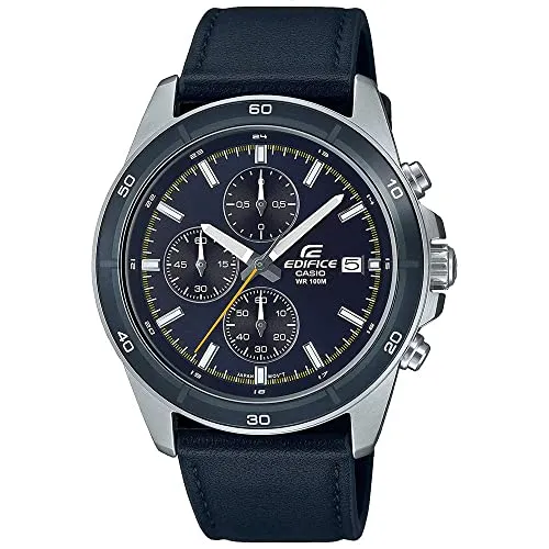 Casio Edifice Herrenuhr EFR-526L-2CVUEF - Chronograph mit 100 Meter Wasserdichtigkeit und elegantem Lederarmband, ideal für aktive Männer, die Stil und Funktionalität schätzen.