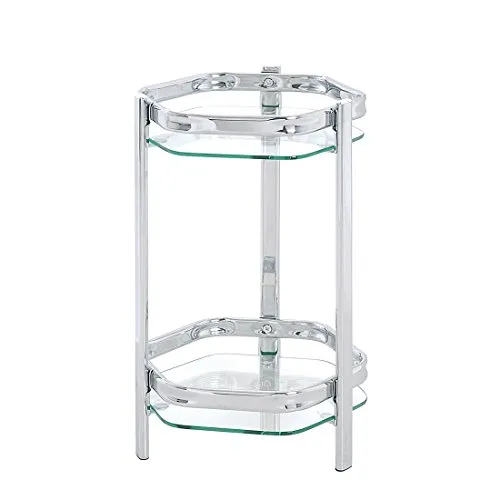 HAKU Möbel Blumensäule Chrom, Glas, Metall – Art Deco Style - Beistelltisch aus Stahlrohr in Chrom mit klarem Glas, belastbar bis 5 kg pro Ablage. Ideal für stilvolle Akzente im Wohnzimmer.