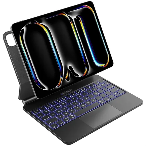 Inateck Magic Keyboard für iPad Pro 11 2024 M4 - Schnelles Laden in 30 Min, LED-Batteriestatusanzeige und Click-Anywhere-Trackpad für ultimativen Komfort
