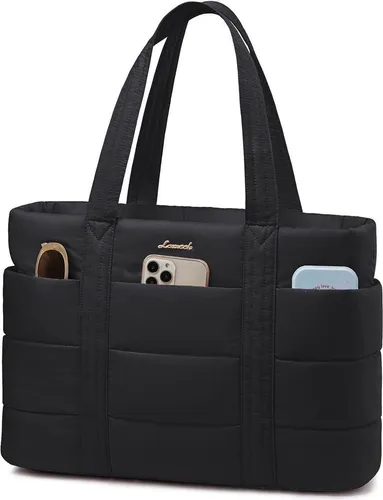 LOVEVOOK Damen Laptoptasche Tote Bag - Groß mit 13 Taschen für Uni & Business - Stylische Laptoptasche mit 13 funktionalen Taschen und elastischem Fach für große Wasserflaschen. Ideal für Uni, Schule und Business, leicht und waschbar für einfache Pflege.