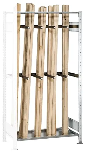 SCHULTE Lagertechnik Anbauregal MULTIplus150, verzinkt, 2000 x 1000 x 500 mm - Praktisches Anbauregal für Langgut mit 1 Fachboden und 2 Universalsätzen. Ideal für die effiziente Lagerung und Organisation in der Industrie.