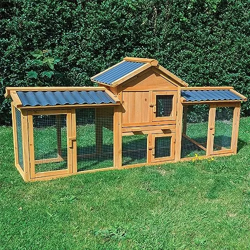 NYVI Hasenstall Picasso XXL - Wetterfester Kleintierstall mit Auslauf - Kleintierkäfige, winterfest mit PVC-Dach für optimalen Schutz und ein stilvolles Zuhause für deine Hasen.