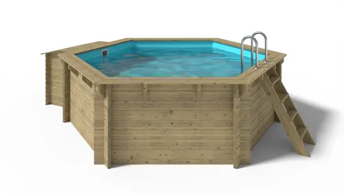 OKU Holzpool EMOTION-FUN Rund Ø 4.10 m - Swimmingpool aus Holz, ideal zum Aufstellen oder Einbauen, wahlweise mit Filtertechnik erhältlich, für erfrischenden Badespaß im Garten.