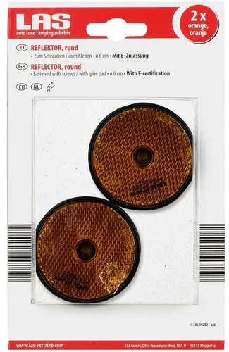 LAS Reflektor orange 60mm rund (Inhalt 2 Stück)
