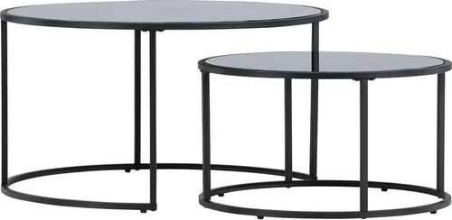 ebuy24 Couchtisch Twin Set - 2 schwarze Couchtische - Modernes Couchtisch Set in elegantem Schwarz, ideal für stilvolle Wohnzimmer. Maße: 80x80 cm, Höhe 44 cm, leicht zu montieren.