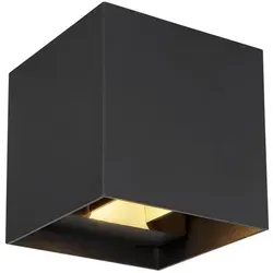 Moderne Außenleuchte - Fassadenlampe schwarz mit Up Down Licht - Lampen für außen, hochwertige Aluminium-Wandlampe mit IP54 Schutz, 2x 290 Lumen warmweißes Licht, ideal für Balkon und Eingangsbereich