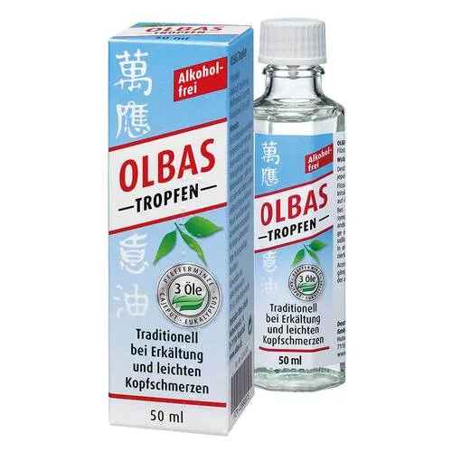 Olbas Tropfen - Arzneimittel zur Linderung von Erkältungsbeschwerden, ideal zur Inhalation oder Einnahme. Enthält natürliche Öle wie Pfefferminz- und Eukalyptusöl für schnelle Erleichterung.
