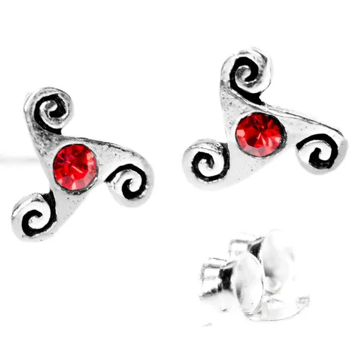 Triskel roter Stein klein Schmuck 925er Silber Ohrstecker Ohrschmuck Sterlingsil