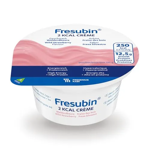 FRESUBIN 2 kcal Crème Walderdbeere - Hochkalorische Ernährung - Arzneimittel für eiweißreiche Ernährung, ideal bei Schluckstörungen. Cremige Konsistenz, ballaststoffarm und laktosefrei, perfekt für Menschen mit erhöhtem Energiebedarf.