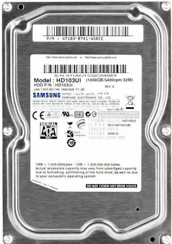 HDD SAMSUNG 1TB SpinPoint EcoGreen F1 HD103UI 32MB 7200u/min SATA II 3.5'' Zoll