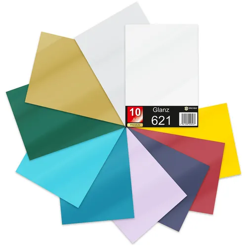 10er Set DIN A4 Bögen Bunt 30x21cm ORACAL 621 Glanz Folie Auto Plotter