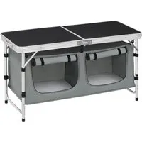 Woltu Campingtisch Höhenverstellbar mit Stauraum - Outdoor Tisch mit klappbarer Tischplatte und 2 offenen Fächern, ideal für Camping und Picknicks. Inkl. Tragetasche für einfachen Transport.