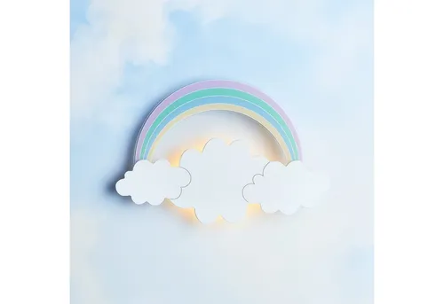 Lights4fun LED Wandleuchte Regenbogen und Wolke für Kinderzimmer - Fröhliche Wandlampe mit 18 warmweißen LEDs für eine zauberhafte Atmosphäre im Kinderzimmer. Mit Fernbedienung und 6-Stunden-Timer für bequeme Nutzung. Maße: (H) 22 x (B) 32 cm, Batterien nicht enthalten.