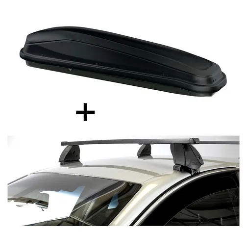 Dachbox JUEASY 300L mit Dachträger K1M für Mini Cooper 5-Türer - Praktisches Dachboxenset mit 300 Litern Stauraum, ideal für bis zu 3 Ski oder 2 Snowboards. Einfache Montage ohne Werkzeug, sicher abschließbar und perfekt für Fahrzeuge ohne Dachreling.