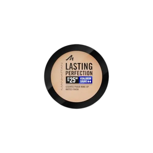 Manhattan Lasting Perfection Compact Make-up, Puder Make-up, 7 g, Fb. 003 Sesame - Hochdeckendes Puder-Make-up für ein natürliches, mattes Finish. Ideal für den täglichen Gebrauch und vielseitig einsetzbar, auch für einen dezenten Look geeignet.