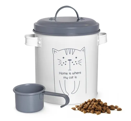 Sendez Katzen-Futterspender Trockenfutterdose mit Deckel Löffel Tierfutter Katzenfutterbox