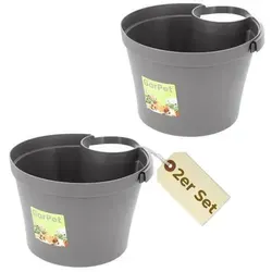 2er Set Fallrohr Blumentopf Fallrohr Blumentopf für Regenrohr Regenrinne Säule Pfosten Abflussrohr Hängetopf Pflanztopf Pflanzgefäß Grau 22x22x15