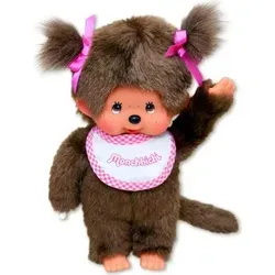 Monchhichi Classic Girl pink, ca. 20cm - Kuscheltiere - Klassisches Monchhichi Mädchen mit pinkem Lätzchen, ideal zum Kuscheln und Sammeln, etwa 20 cm groß und perfekt für Kinder ab 3 Jahren.