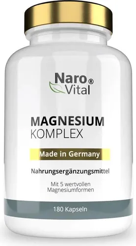 Hochdosierter Magnesium Komplex - 1500 mg mit 5 Verbindungen - Magnesiumpräparate: 5 hochwertige Verbindungen für optimale Muskelfunktion und Energie, 100% vegan und Made in Germany - höchste Qualität garantiert!