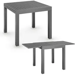 Juskys Gartentisch Laki 80x80 cm - Ausziehbarer Alu Esstisch für Balkon und Garten - Gartentische: Der ausziehbare Juskys Laki ist ideal für flexible Nutzung – platzsparend oder großzügig für Gäste! Stilvolles Design in Anthrazit.