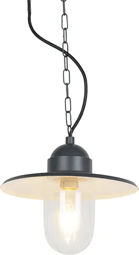 Qazqa Industrie Vintage Hängelampe Kansas Graphit - Robuste Pendelleuchte für Außenbeleuchtung, dimmbar mit E27-Fassung, ideal für industrielle und ländliche Stile. IP44 schützt vor Spritzwasser.