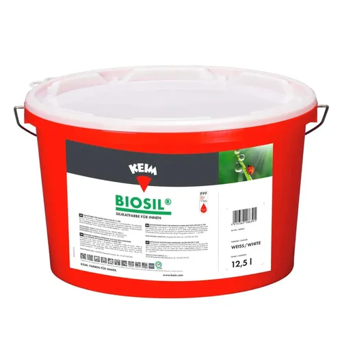 Keim 1250 Biosil Wandfarbe - 12,5 l Silikatfarbe für Innen - Farben: Anwendungsfertige, scheuerbeständige Silikatfarbe für Allergiker, ideal für Innenwände und Decken, erfüllt hohe Qualitätsstandards.