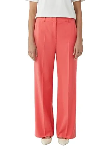 Viskose-Hose mit Blumen-Muster in Koralle, Größe 36 - Stoffhose mit stilvollem Blumen-Druck, ideal für einen eleganten Look. Mit schrägen Eingriffstaschen und hohem Komfort durch Rundum-Gummizug.