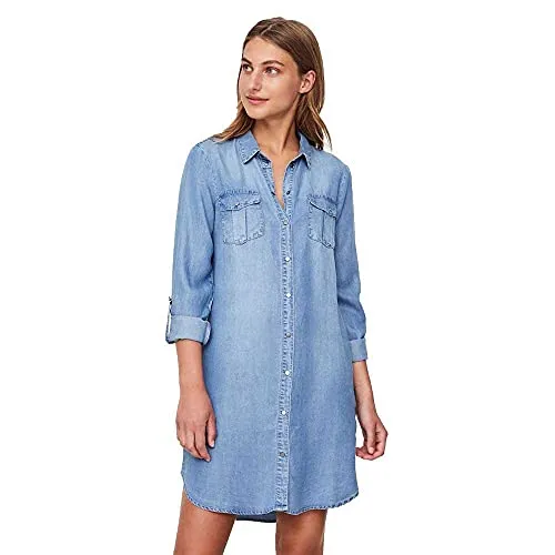 VERO MODA Female Jeanskleid - Stilvolles kurzes Kleid in Größe M - Damenmode: Trendiges Jeanskleid in Größe M, perfekt für lässige Anlässe und den Sommer. Bequem und vielseitig kombinierbar.