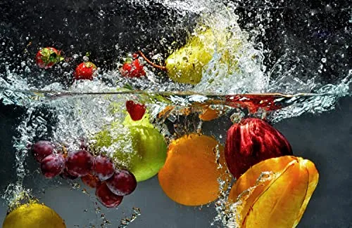 Queence Ceranfeldabdeckung Obst und Beeren 80x52 cm - Kochfeldabdeckungen aus bruchfestem Acrylglas, hygienisch und multifunktional als Herdschutz und Spritzschutz einsetzbar.