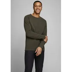 JACK & JONES Herren Jjehill Knit Crew Neck Pullover in Olive Night - Bequemer Baumwollpullover für Herren, weich und elastisch, ideal für den Alltag.