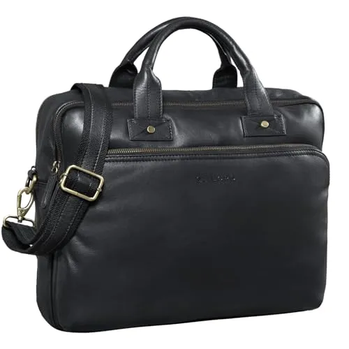 STILORD große Ledertasche schwarz - XL Aktentasche für Herren mit 15.6 Zoll Laptopfach - Aktentasche aus hochwertigem Rindsleder, ideal für den professionellen Alltag und formelle Anlässe. Bietet maximale Organisation mit Platz für Laptop und Dokumente.
