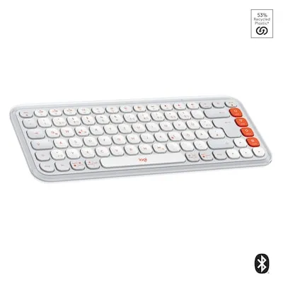 Logitech POP ICON KEYS Bluetooth Tastatur Deutsch, QWERTZ Weiß - Tastatur mit anpassbaren Action Keys für schnellen Zugriff auf Tools, ideal für kreatives Arbeiten und individuelles Design dank recyceltem Kunststoff.