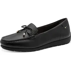 Tamaris Comfort Damen Mokassins aus Leder mit Schleife, Schwarz (Black Nappa) - Slipper & Mokassins für Damen mit Fitting Pad für individuellen Tragekomfort und flexibler Sohle für optimale Bewegungsfreiheit.