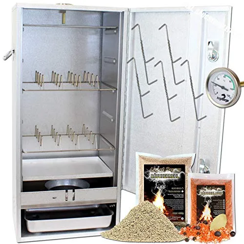 Angel-Berger Premium Räucherofen - Grill-Räucherofen-Kombination mit umfangreichem Zubehör für perfekte Räucherergebnisse und vielseitige Befeuerungsoptionen, ideal für Einsteiger und Profis.