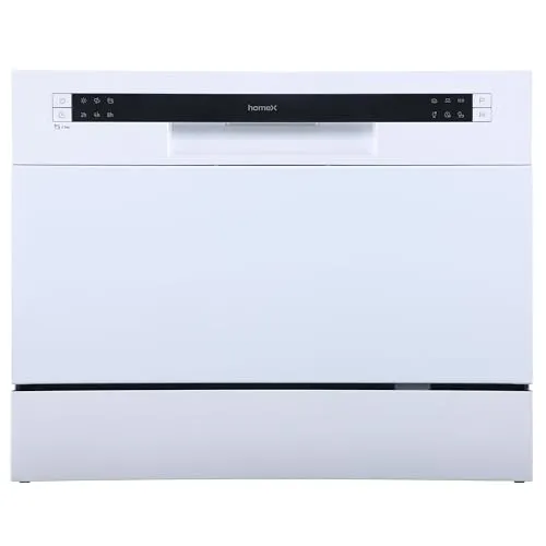 homeX Tischgeschirrspüler | Mini Geschirrspüler mit 6 Programmen | Spülmaschine klein für 6 Maßgedecke | Ideal für kleine Wohnungen | Aquastop | Startvorwahl | Tischspülmaschine GST6AE-W weiß