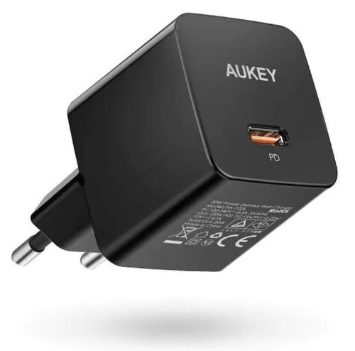 Mini wall charger PA-Y20S Black 1xUSB-C 20W PD Power Delivery AUKE 5902666662583