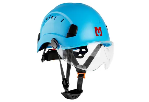 Mustbau Schutzhelm EN397 mit Visier und Schweißband - Robuster Kopfschutz aus strapazierfähigem ABS-Material, ideal für Bau und Handwerk. Verstellbar von 53 bis 63 cm für optimalen Komfort und Sicherheit.