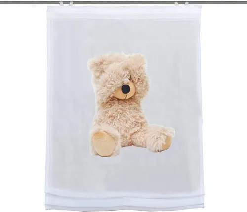 Digitaldruck Raffrollo Canton creme Teddy Bär 60x140 - Rollos, transparent und digital bedruckt mit einem süßen Teddy Bär Motiv. Einfache Höhenverstellung ohne Wandfixierung, ideal für Kinderzimmer. Waschbar bei 30°C und schnell aufzuhängen!