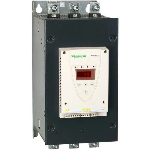 Schneider Electric Sanftanlasser ATS22C25S6U - Sanftstarter für Drehstrommotoren, ideal zur sanften Anlaufregelung mit 250A und 115V Steuerspannung, perfekt für industrielle Anwendungen.