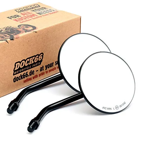 Paar Custom Spiegel rund 4" schwarz mit E-Zulassung - Motorrad-Seitenspiegel, 1 Paar in elegantem Schwarz, ideal für japanische Motorräder mit E-Zulassung für Sicherheit und Stil.