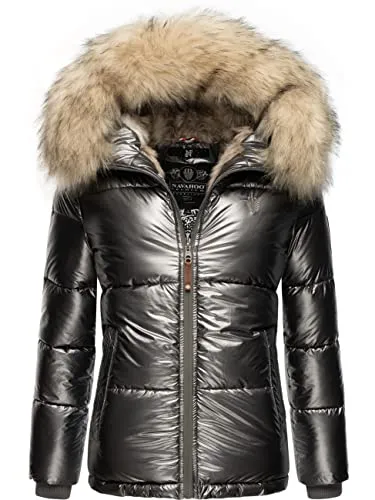 NAVAHOO Damen Winterjacke "Tikunaa" - Modische Funktionsjacke mit abnehmbarer Kunstfellkapuze, wasserabweisend und warm gefüttert – der perfekte Begleiter für kalte Wintertage!