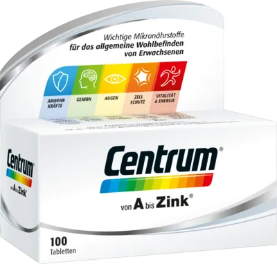 Centrum von A bis Zink - Nahrungsergänzungsmittel für die tägliche Komplettversorgung mit Mikronährstoffen. Nur 1 Tablette pro Tag unterstützt Immunsystem, Energie und Vitalität.