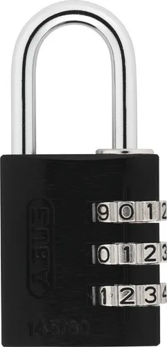 Abus Zahlenschloss 145/30 schwarz - Sicherheits-Zahlenschloss mit massivem Aluminiumschlosskörper und individuellem 3-stelligen Zahlencode. Ideal für den täglichen Einsatz und einfach zu handhaben. Gewicht: 55 g.