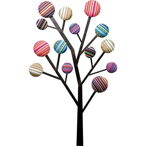 Kare Design Wandgarderobe Bubble Tree, Mehrfarbig, 111x65x7 cm, mit 6 Haken - Bunte Wandgarderobe mit stilvollem Baum-Motiv: Ideal für den Eingangsbereich, bietet Platz für Kleidung und Accessoires. Haken aus robustem Stahl, dekorativ und funktional – ein fröhlicher Akzent für Ihr Zuhause!