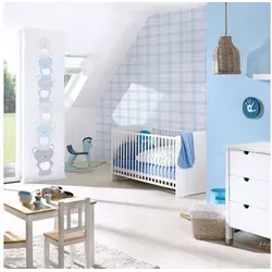 Profhome Vliestapete 381361-GU Kinder Tapete Tiermotiv matt blau grau weiß 5,33 m2, leicht strukturiert, matt, (1 Rolle, 5,33 qm), Vliestapete in blau blau 0.53 m x 10.05 m