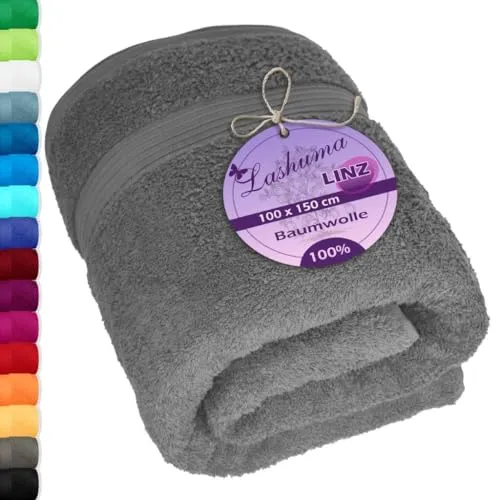 Lashuma Handtuch groß 100x150 cm - Grau Dunkel, XXL Strand- und Badetuch - Das XXL Strandtuch in elegantem Dunkelgrau bietet höchsten Komfort und ist aus 100% Baumwolle gefertigt. Ideal für Strand, Dusche oder Yoga – ein Must-have für entspannte Momente.