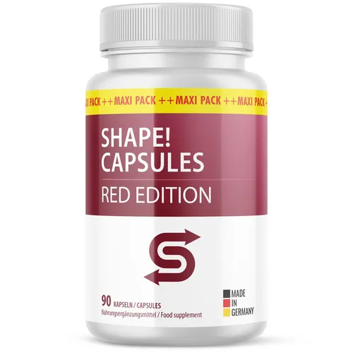 Shape! Capsules - Red Edition - All-in-One Kapseln zur Unterstützung deiner Ernährungsziele. Enthält bewährte Pflanzenextrakte für eine bewusste Körperformung. 90 vegane Kapseln für langfristige Balance und Motivation.