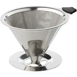 cilio Dauerfilter mit Standfuß aus Edelstahl - Kaffeezubehör & Espressozubehör - Der wiederverwendbare Micro-Mesh Dauerfilter aus Edelstahl sorgt für vollmundigen Filterkaffee mit mehr Körper und ist einfach zu reinigen.