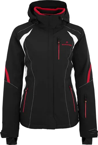 Bergson Skijacke SNOWTASTIC Damen Skijacke, wattiert, 20000mm Wassersäule, Normalgrößen, schwarz/ rot|schwarz normal | 48
