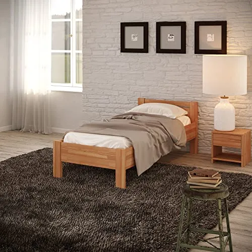 Krok Wood Massivholzbett SiSi - Komfort für Senioren - Seniorenbett aus Buchen-Massivholz in Komforthöhe, ideal für einen sicheren und bequemen Schlaf.